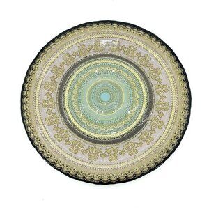 TURKISH GLASS 13" Charger Plates Hand Painted Oriental Pattern Set of 2 NWT Pink